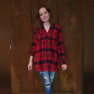 Maternity Flannel- Navy and Red